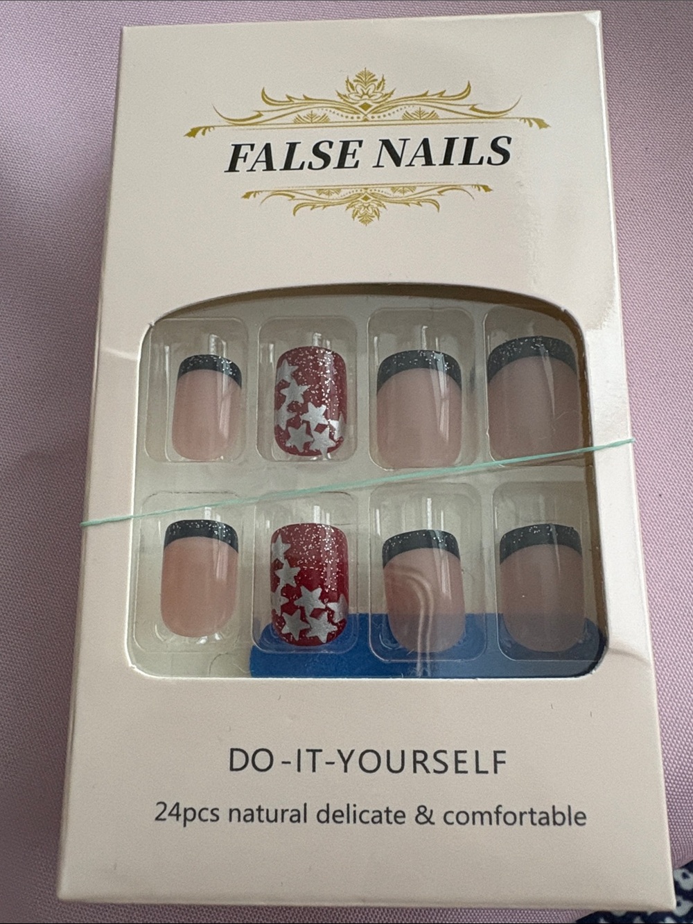 Press on Nails Short French Tip Square Oval